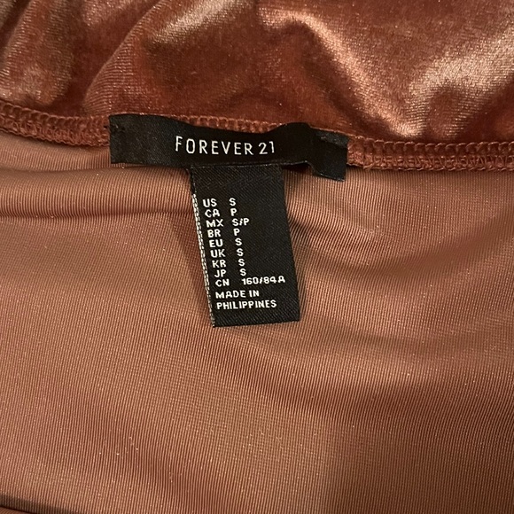 Forever 21 off the shoulder velvet midi dress (champagne pink) sz S - Picture 8 of 11